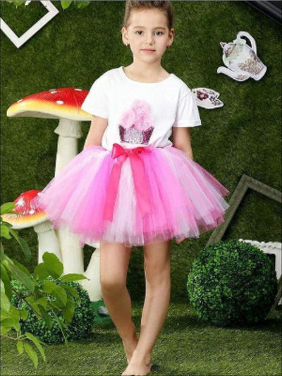 Girls Summer Clothes | White Sequin Tee & Tulle Tutu Skirt Set
