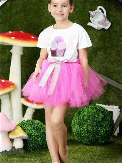 Girls Summer Clothes | White Sequin Tee & Tulle Tutu Skirt Set
