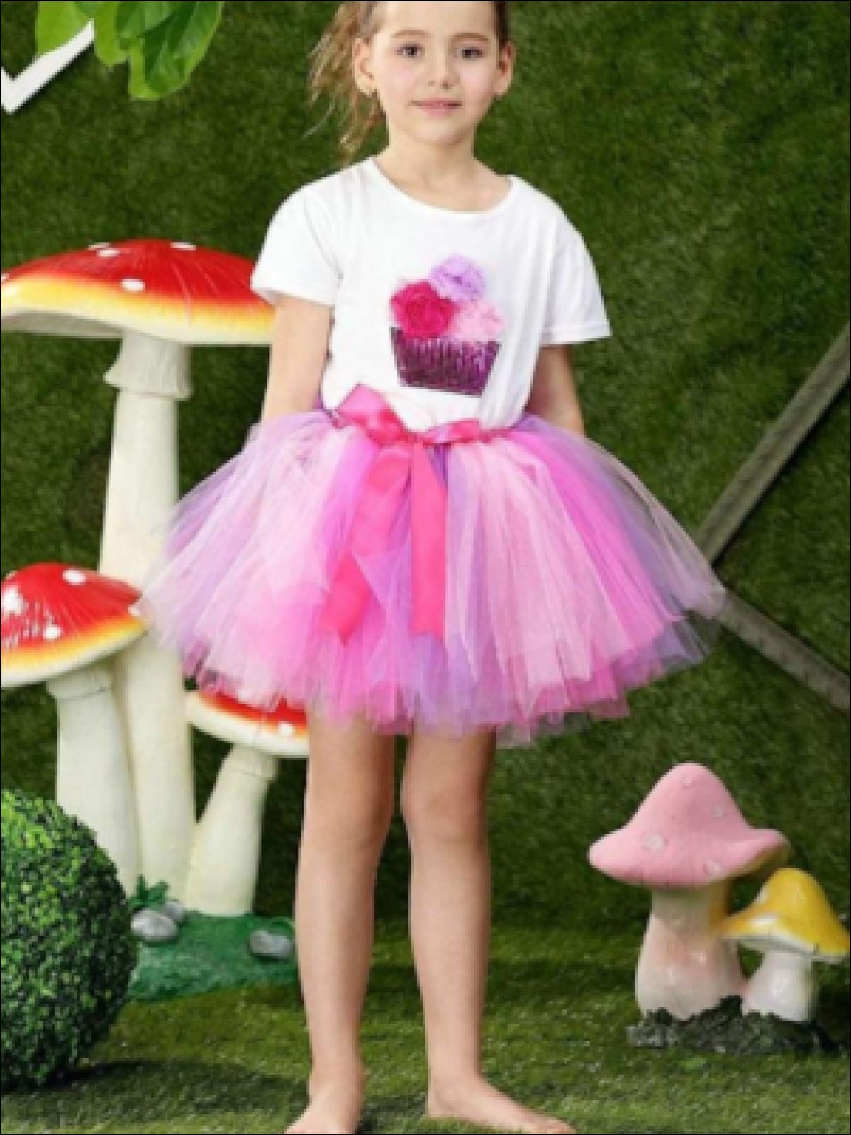 Girls Summer Clothes | White Sequin Tee & Tulle Tutu Skirt Set