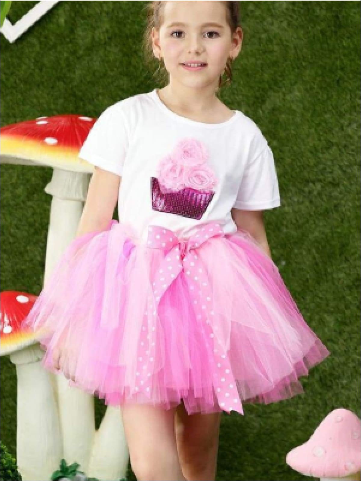 Girls Summer Clothes | White Sequin Tee & Tulle Tutu Skirt Set