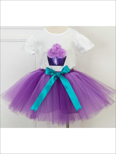 Girls Summer Clothes | White Sequin Tee & Tulle Tutu Skirt Set