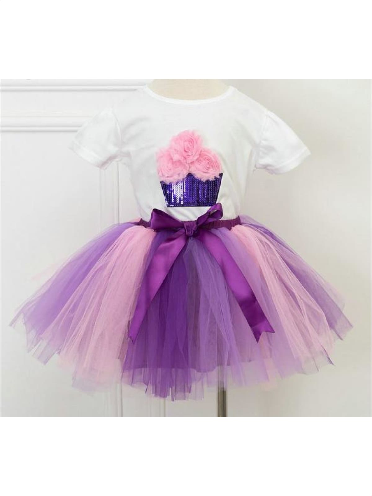Girls Summer Clothes | White Sequin Tee & Tulle Tutu Skirt Set