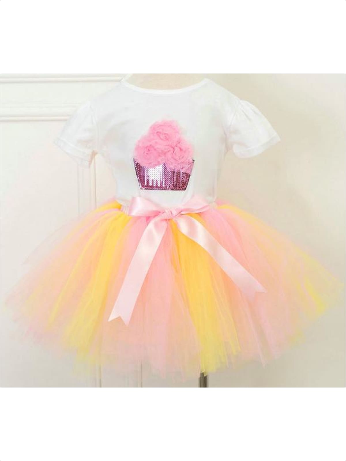Girls Summer Clothes | White Sequin Tee & Tulle Tutu Skirt Set