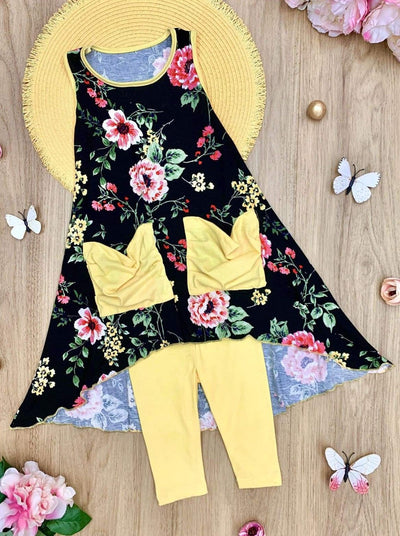 Toddler Spring Outfits | Girls Hi-Lo Pocket Tunic & Capris Legging Set