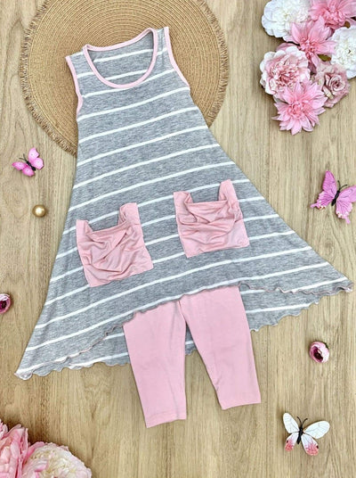 Toddler Spring Outfits | Girls Hi-Lo Pocket Tunic & Capris Legging Set