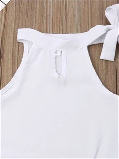 Spring Clothes For Girls |White Halter Top & Paperbag Waist Shorts Set