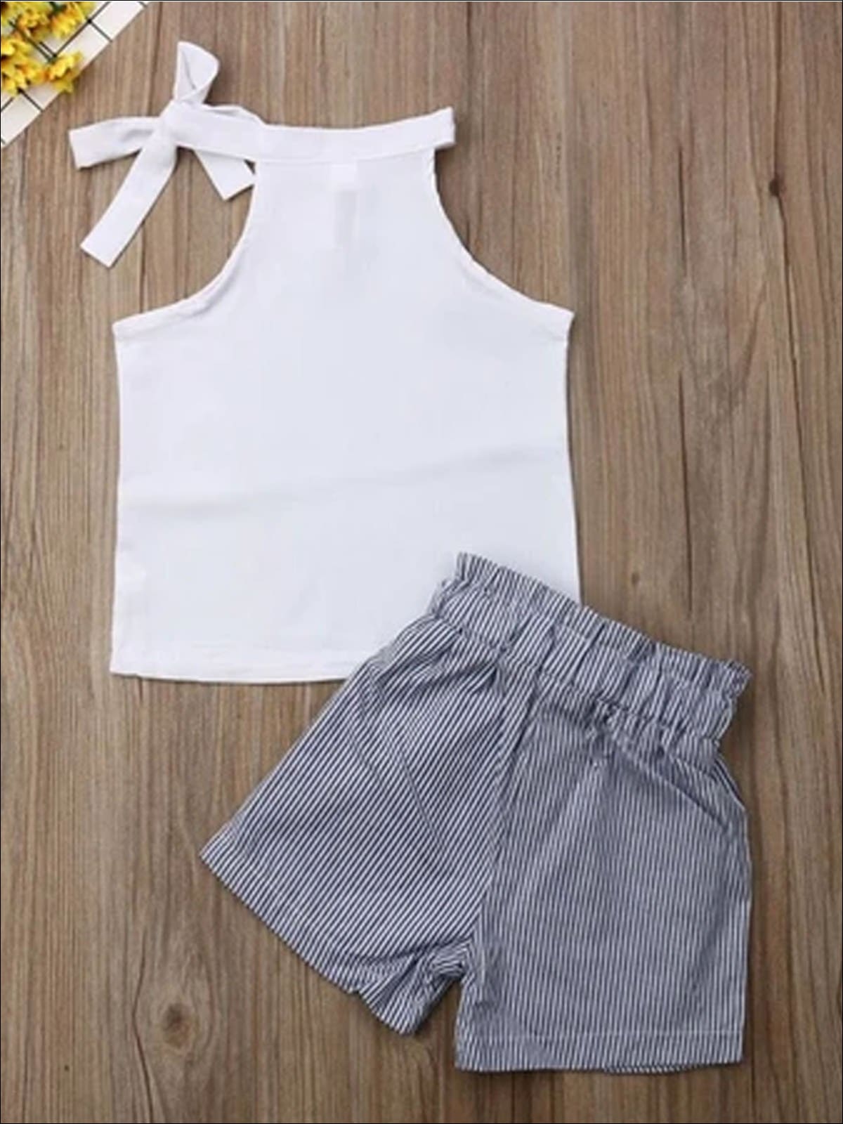Spring Clothes For Girls |White Halter Top & Paperbag Waist Shorts Set