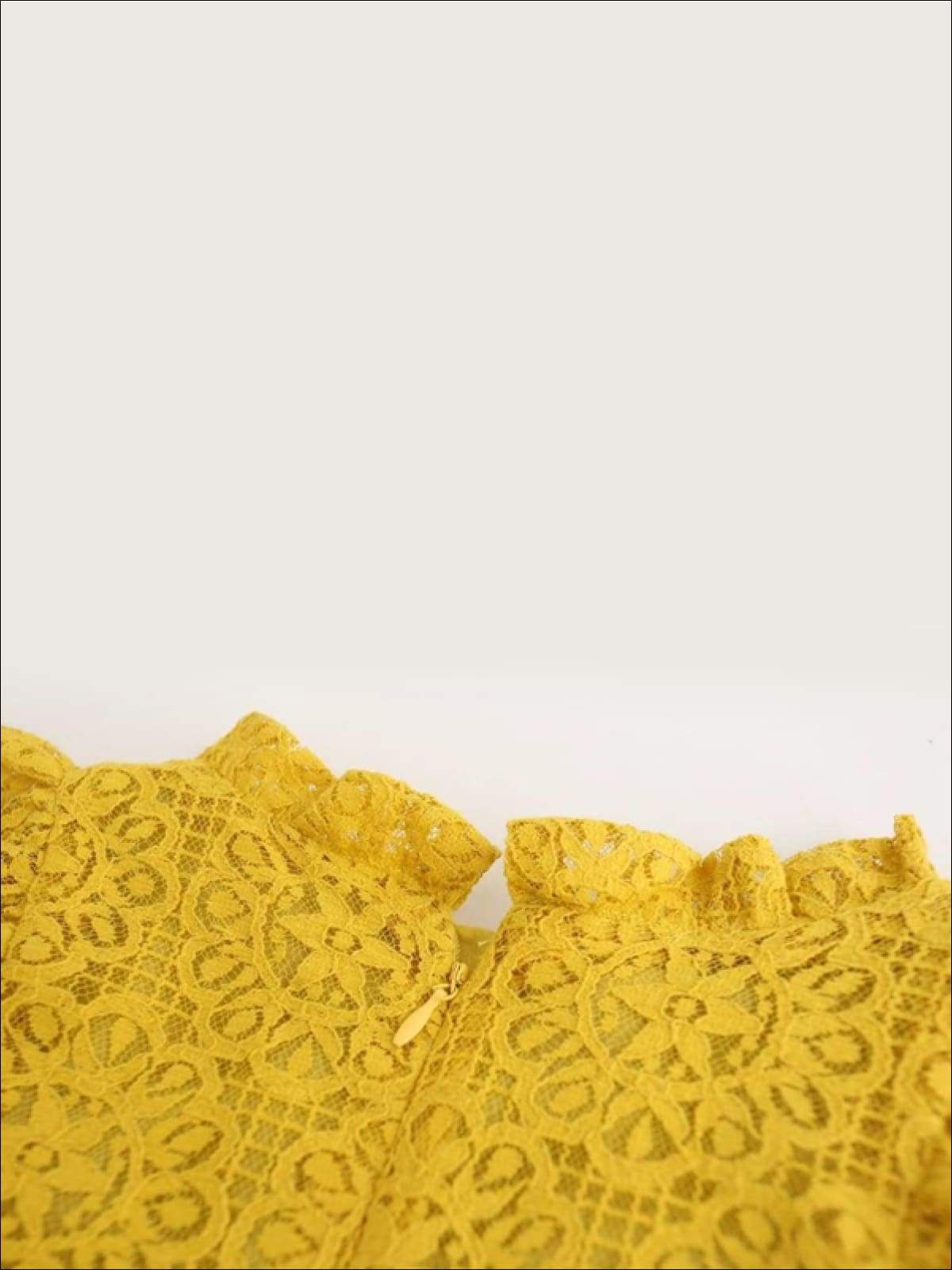 Girls Lace Flutter Sleeve Pom Pom Dress - Girls Spring Casual Dress