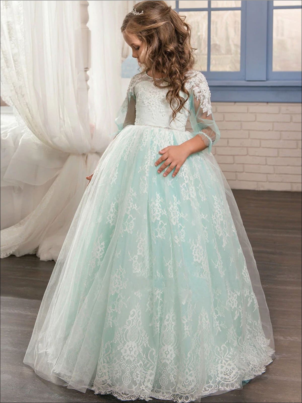 Girls Special Occasion Dress | Lace Embellished Communion Gown