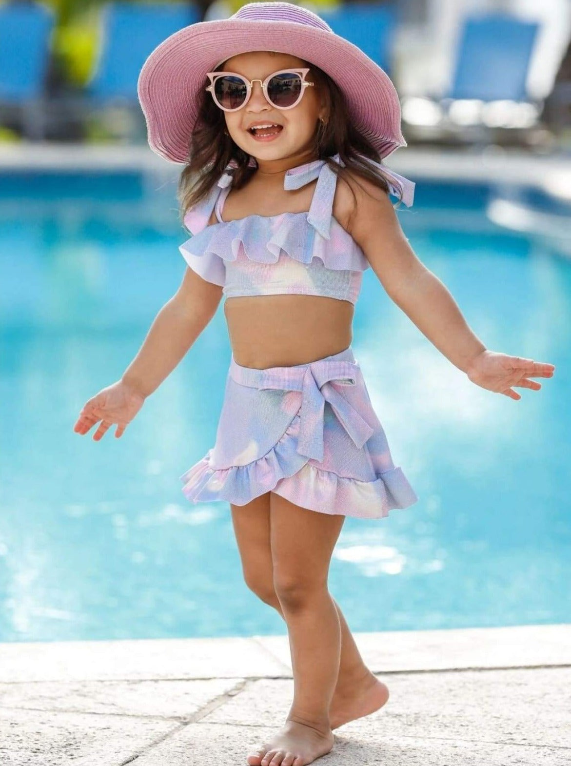 Toddlers Mermaid Swimsuits | Tie-Dye Wrap Skirt Two Piece Swimsuit
