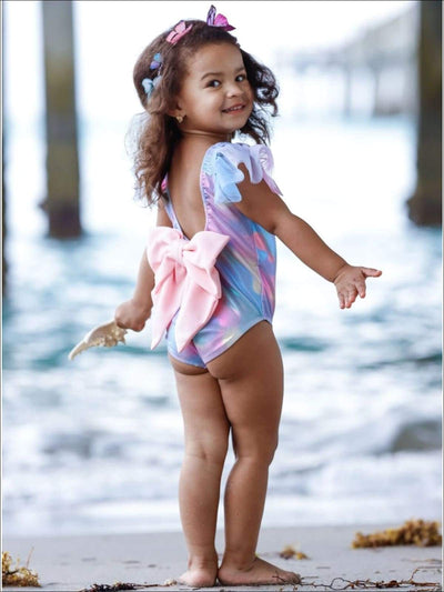 Little Girls Swimwear | Toddler Metallic Rainbow One Piece Swimsuit