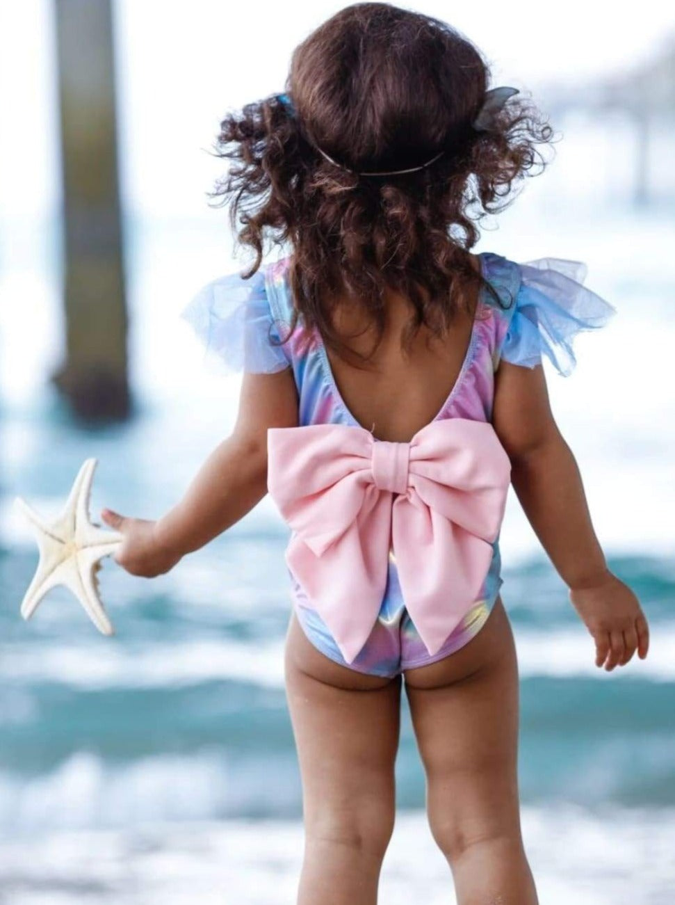 Little Girls Swimwear | Toddler Metallic Rainbow One Piece Swimsuit