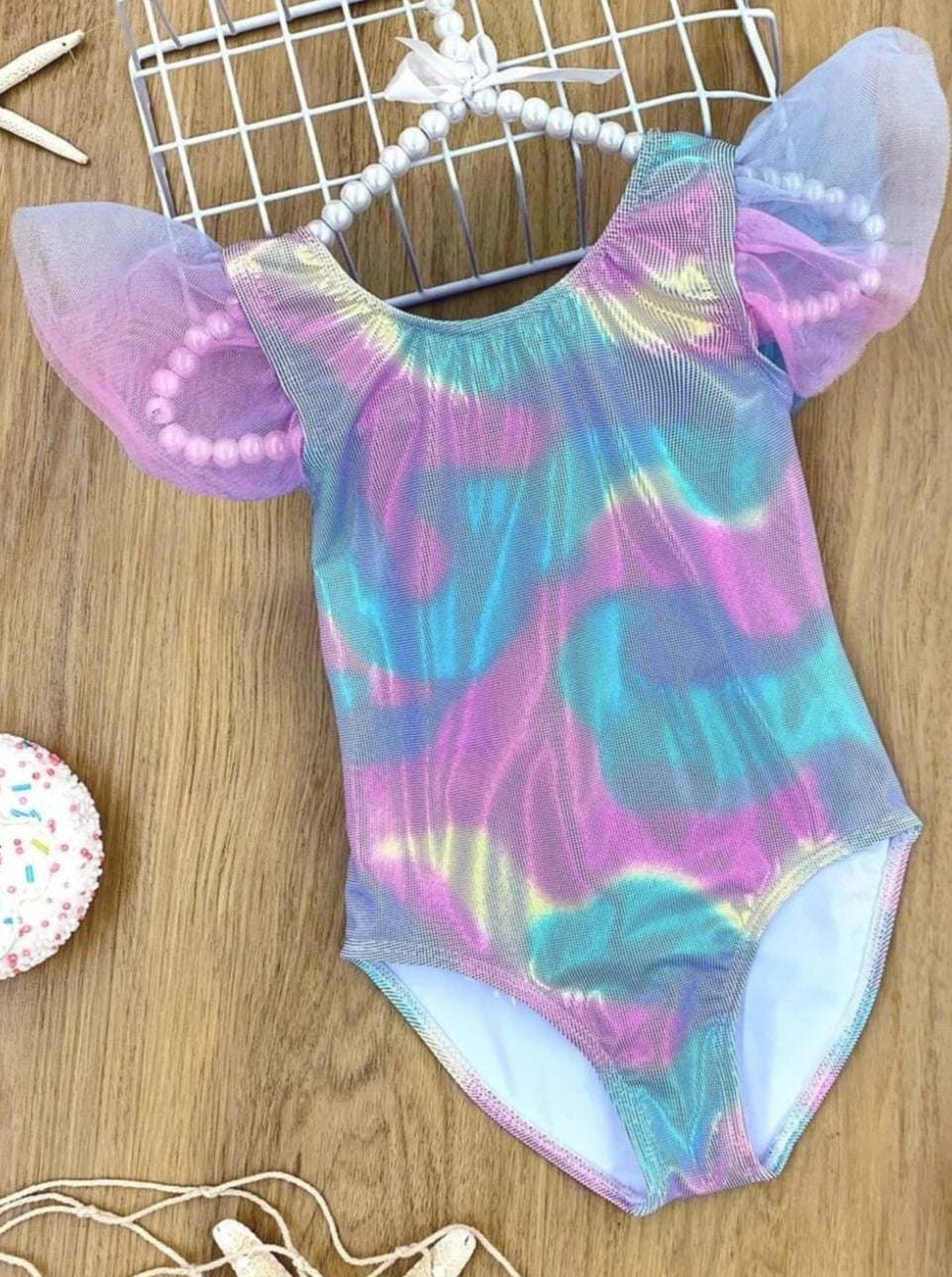 Little Girls Swimwear | Toddler Metallic Rainbow One Piece Swimsuit
