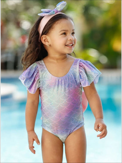 Little Girls Boutique Swimwear | Toddler Mermaid One Piece Swimsuit 