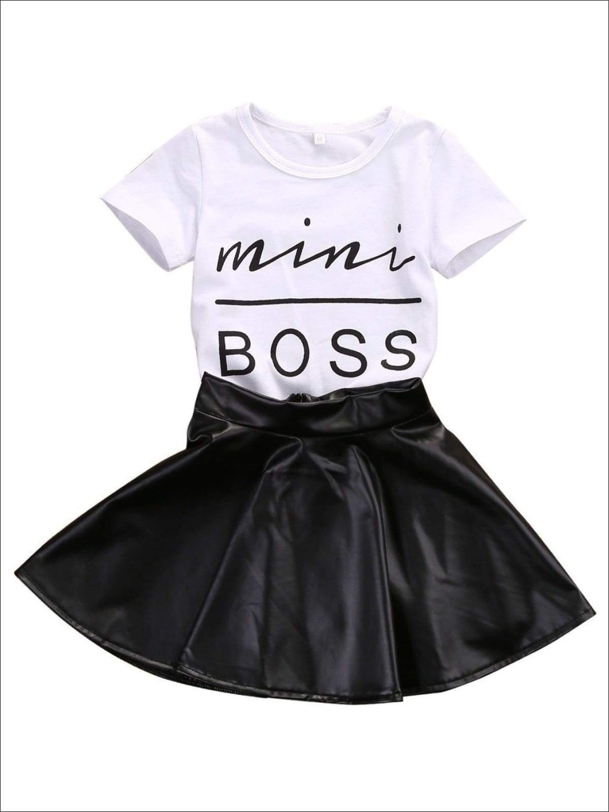 Cute Toddler Outfit | Mini Boss Tee & Skirt Set - Mia Belle Girls