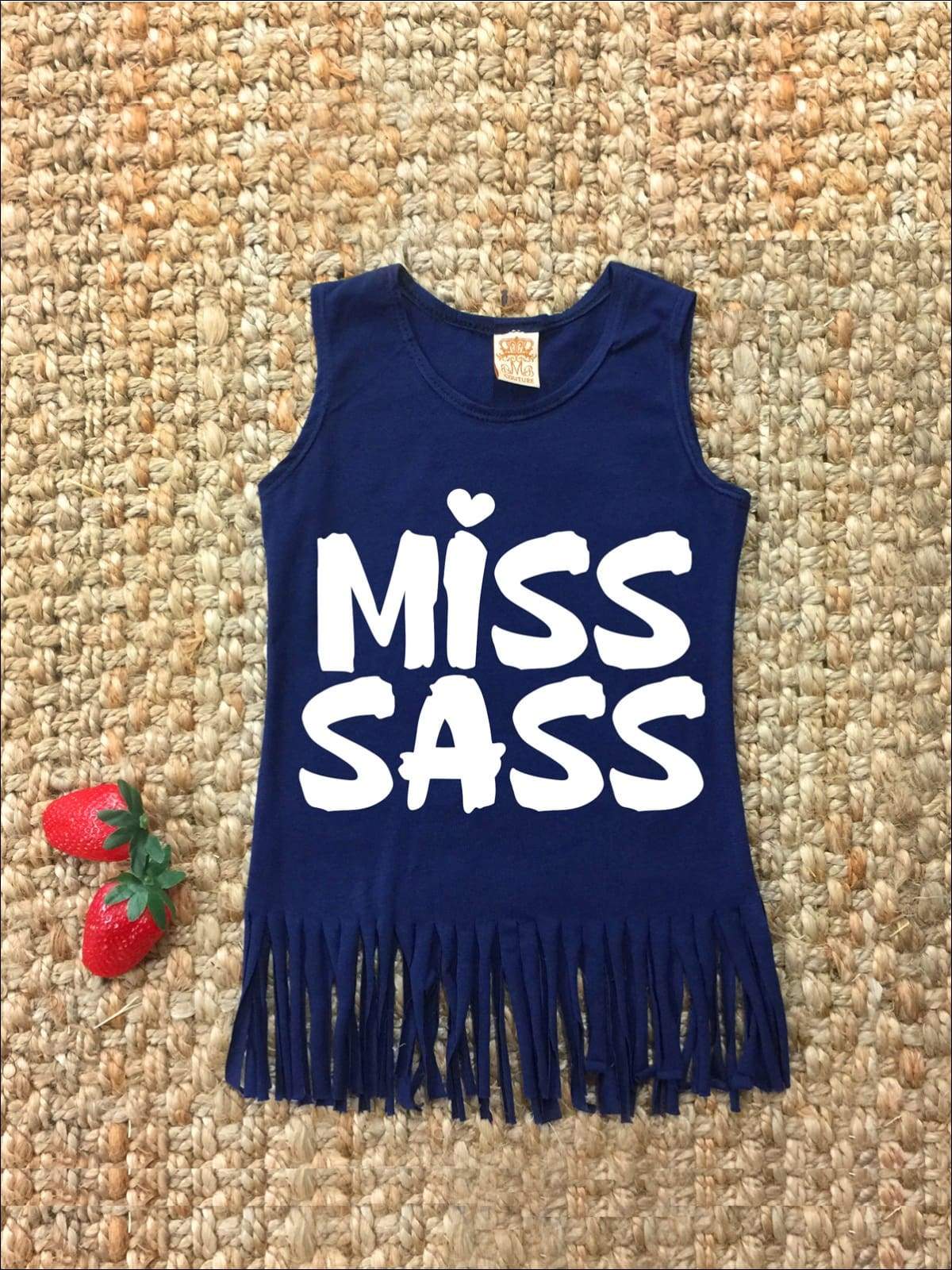 Cute Toddler Spring Top | Girls Miss Sass Graphic Fringe Tank Top