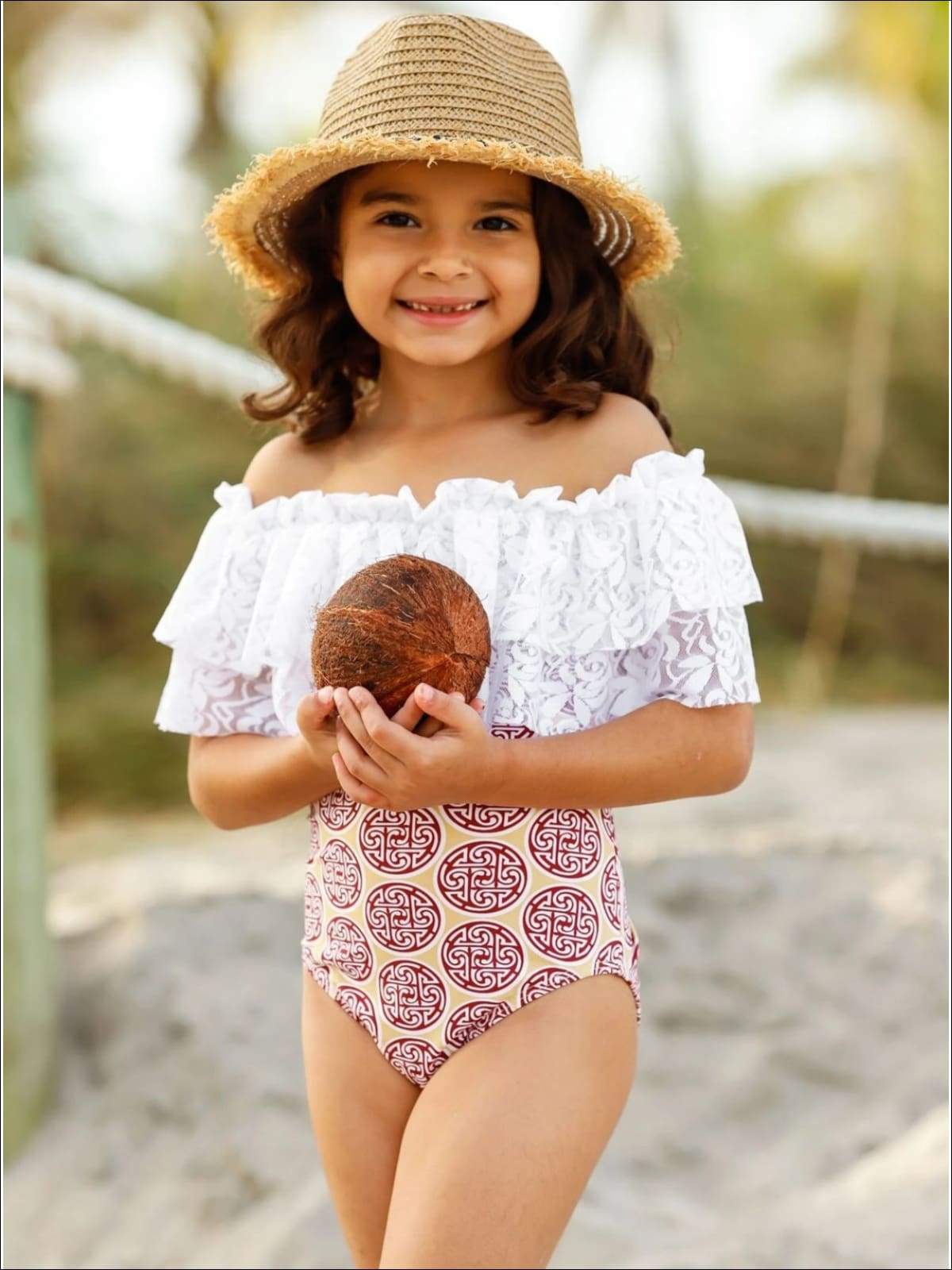Girls Cute Swimsuits | Lace Bib One Piece Swimsuit - Mia Belle Girls