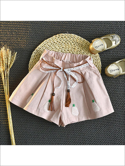 Girls Pineapple Print Ruffled Blouse & Wide Leg Shorts Set - Girls Spring Casual Set