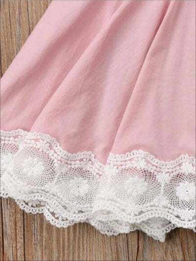 Toddler Spring Dresses | Girls Pink Lace Flare Sleeve A-Line Dress