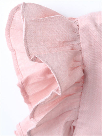 Toddler Spring Dress | Girls Pink Lace Flutter Sleeve Pleated Dress