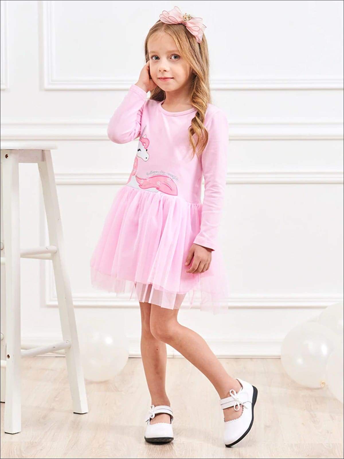 Girls Pink Dress | Unicorn Princess Tutu Dress | Mia Belle Girls