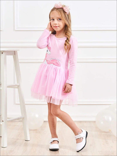 Girls Pink Dress | Unicorn Princess Tutu Dress | Mia Belle Girls