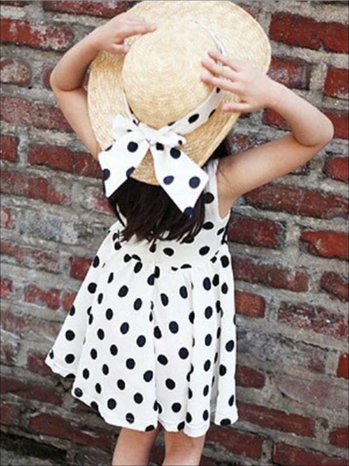 Girls Cute Spring Dresses | Sleeveless Polka Dot Bow Waist Dress