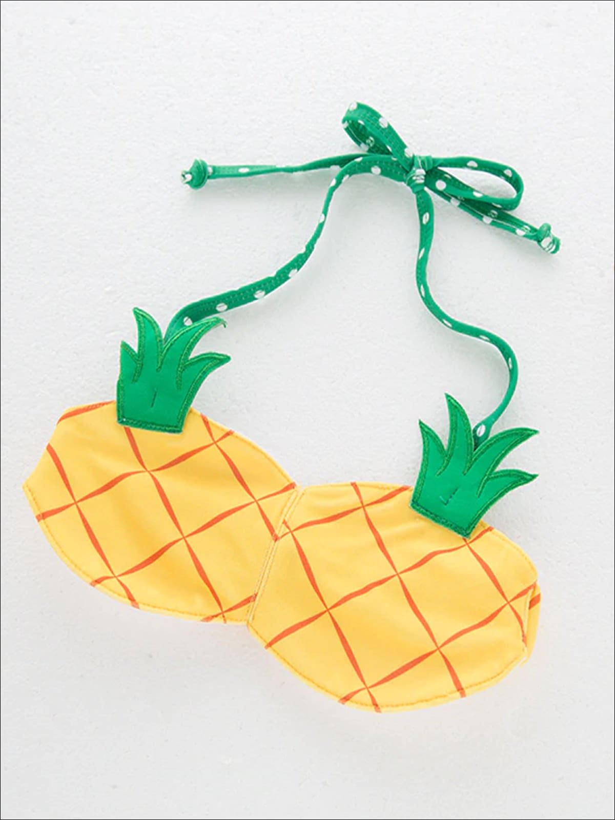 Girls Polka Dot Print Pineapple Two Piece Swimsuit With Matching Hat - Girls Two Piece Swimsuit