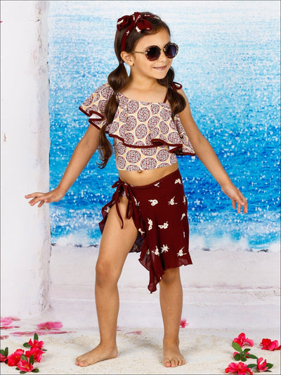 Kids Resort Wear | Girls One Shoulder Ruffle Two Piece Swimsuit