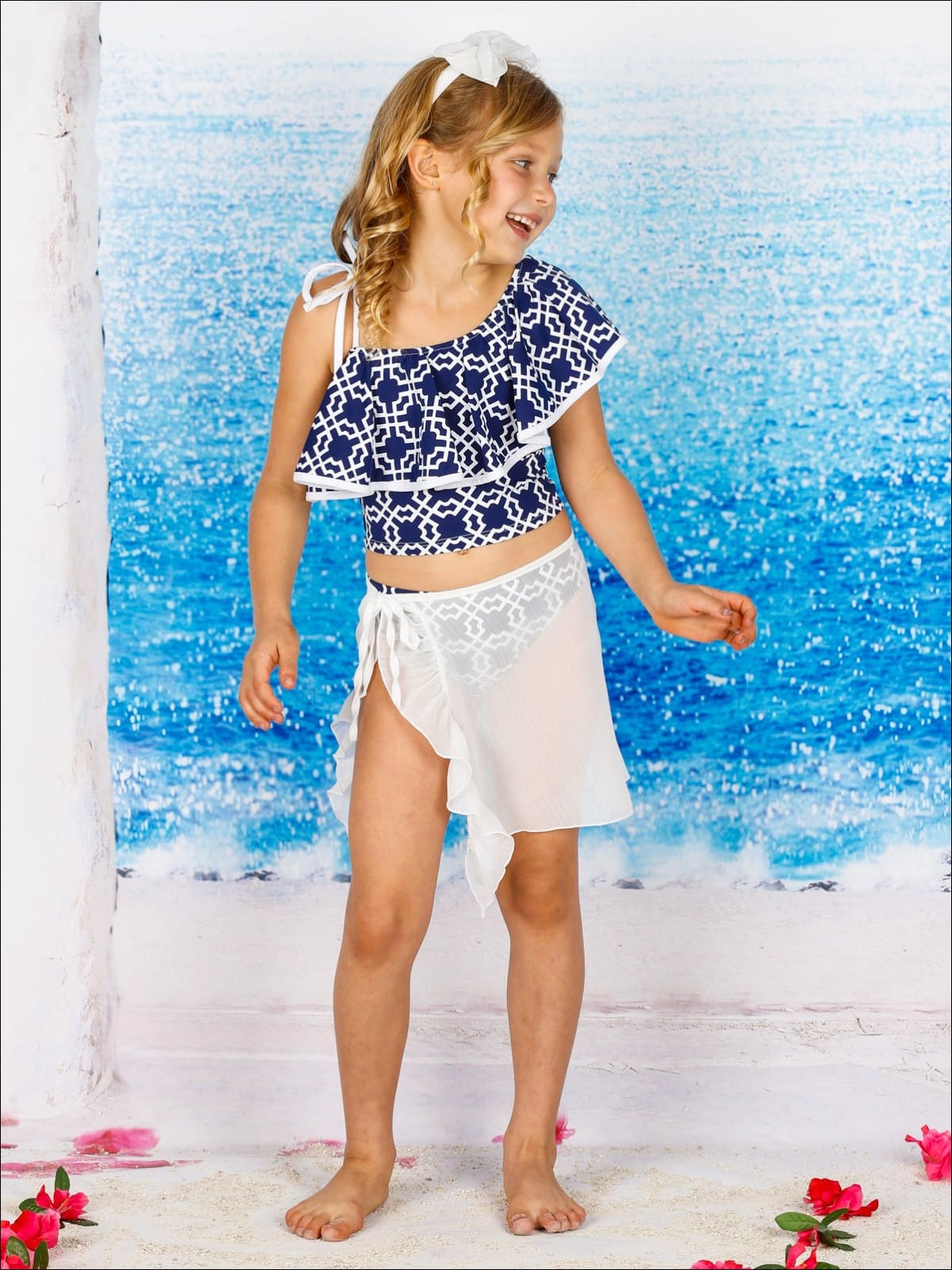 Kids Resort Wear | Girls One Shoulder Ruffle Two Piece Swimsuit