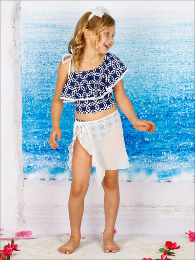 Kids Resort Wear | Girls One Shoulder Ruffle Two Piece Swimsuit