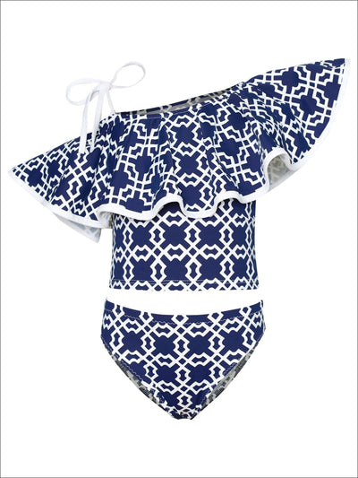 Kids Resort Wear | Girls One Shoulder Ruffle Two Piece Swimsuit