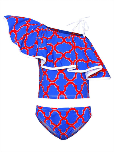 Kids Resort Wear | Girls One Shoulder Ruffle Two Piece Swimsuit