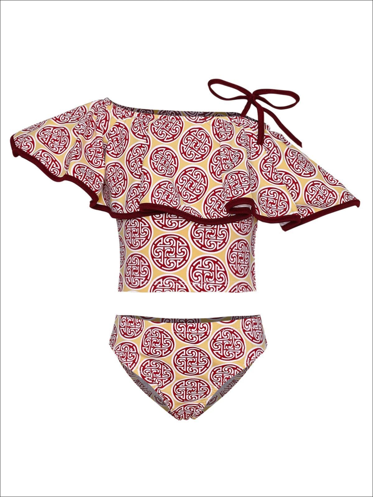 Kids Resort Wear | Girls One Shoulder Ruffle Two Piece Swimsuit