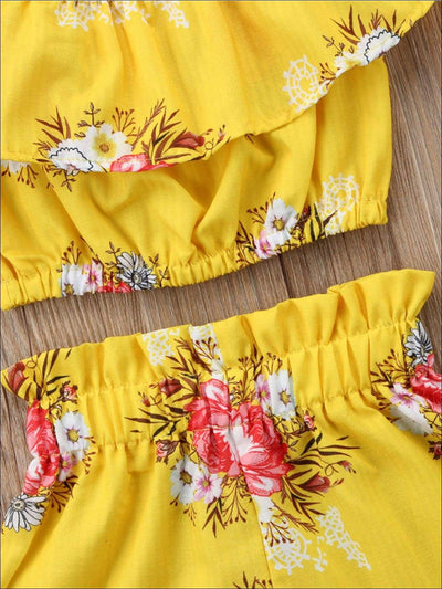 Resort Ready Girls Outfits | Toddler Floral Crop Top & Shorts Set