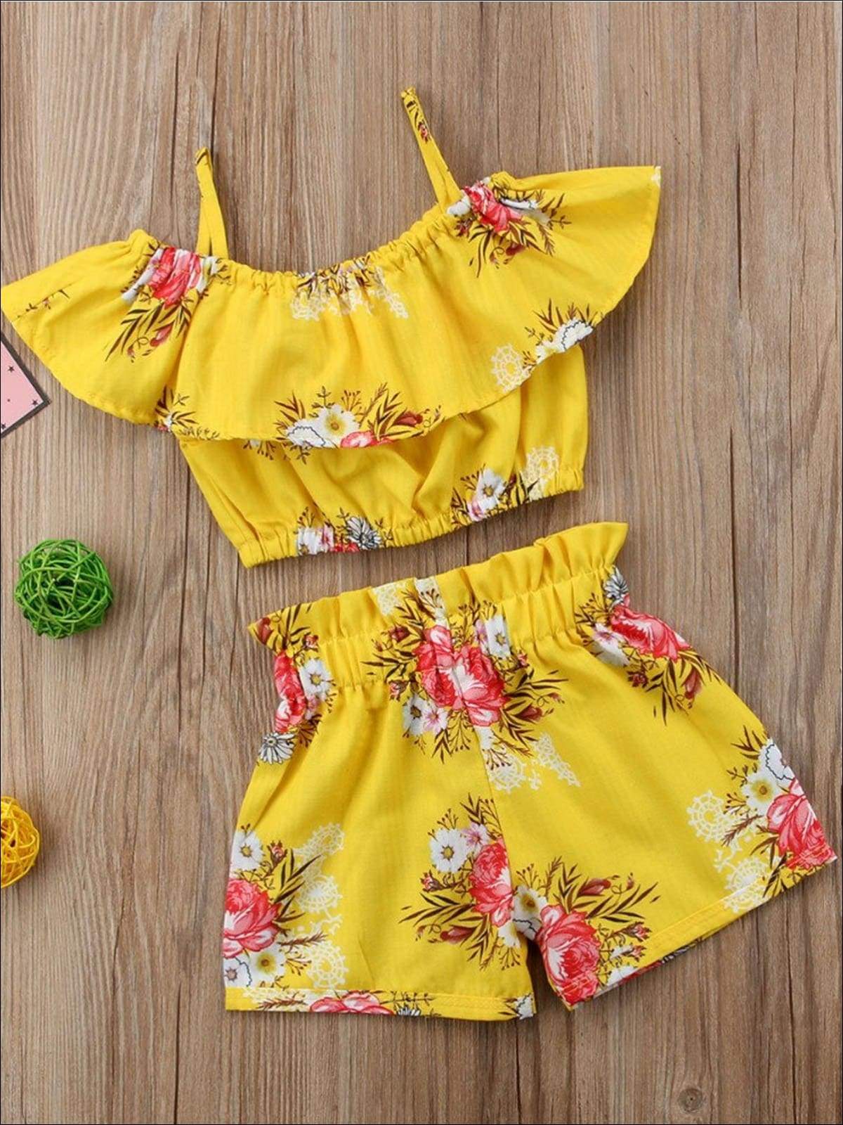 Resort Ready Girls Outfits | Toddler Floral Crop Top & Shorts Set