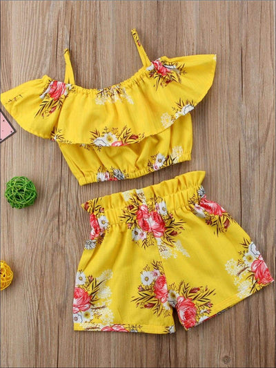 Resort Ready Girls Outfits | Toddler Floral Crop Top & Shorts Set