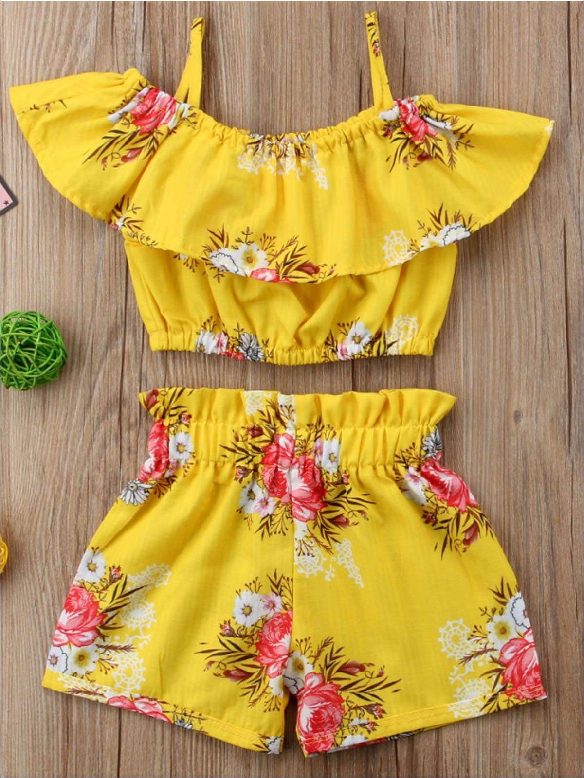 Resort Ready Girls Outfits | Toddler Floral Crop Top & Shorts Set