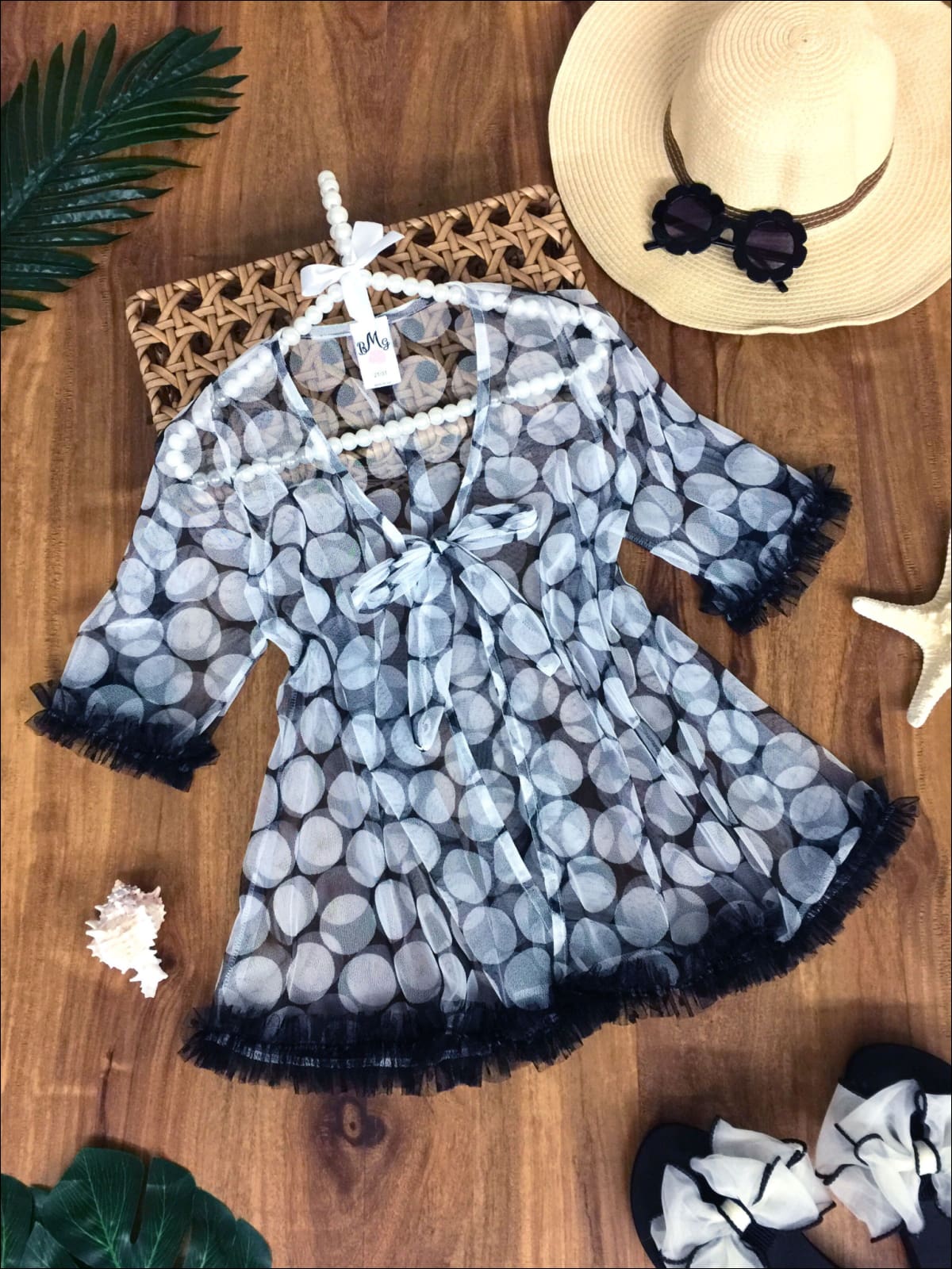 Kids Resort Wear | Little Girls Cover Up | Ruffled Tie Caftan