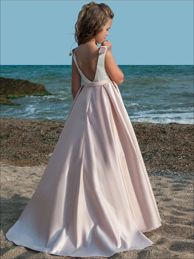 Girls Winter Formal Dresses | Sleeveless Maxi Communion Gown