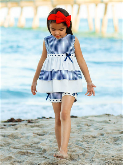Girls Ruffled Tiered Lace Trimmed Tunic & Shorts Set - Girls Spring Casual Set