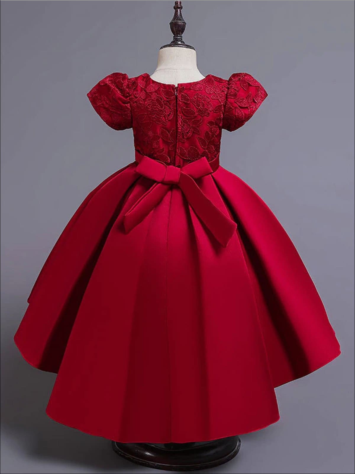 Girls Formal Dresses | Floral Lace Embroidered Hi-Lo Holiday Dress