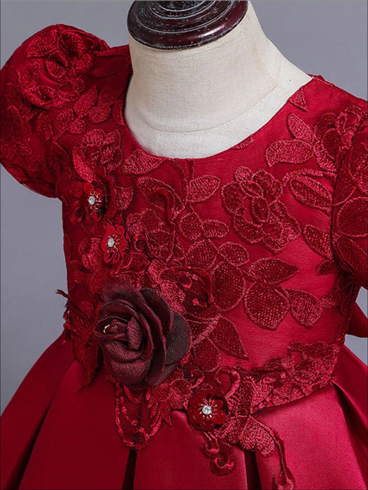 Girls Formal Dresses | Floral Lace Embroidered Hi-Lo Holiday Dress