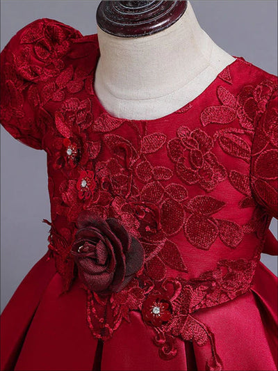 Girls Formal Dresses | Floral Lace Embroidered Hi-Lo Holiday Dress