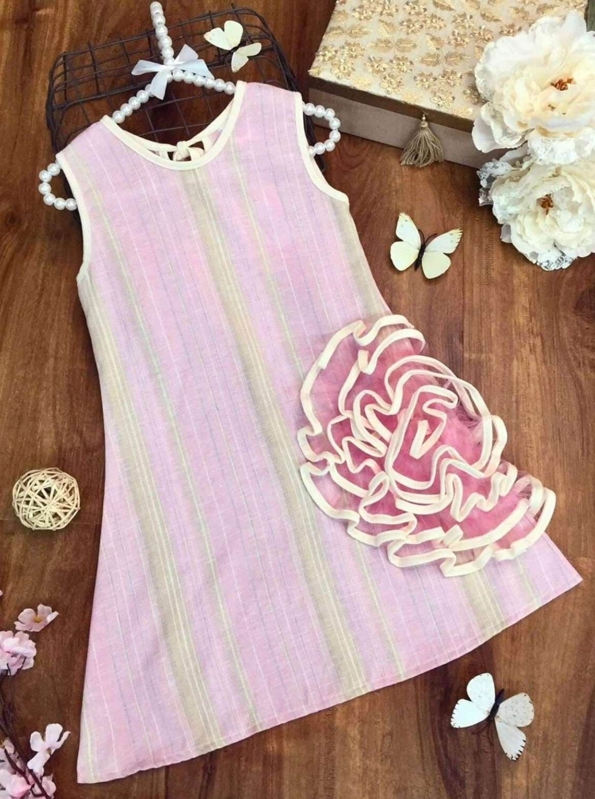 Girls Side Ruffled Flower Dress | Toddler Spring Dressy Dresses