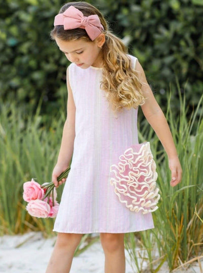 Girls Side Ruffled Flower Dress | Toddler Spring Dressy Dresses