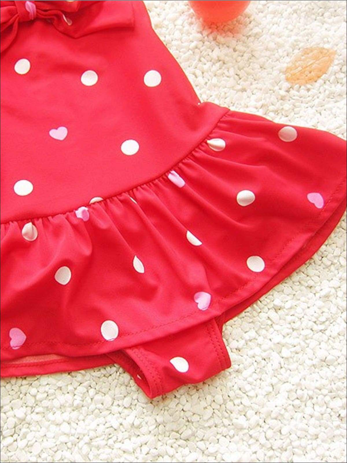 Toddler Swimsuits | Girls Skirted One Piece Swimsuit & Bow Headband