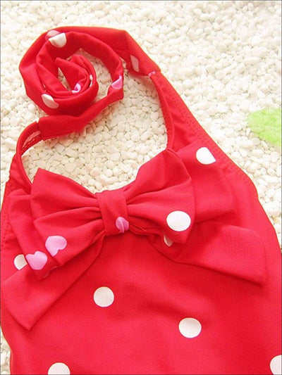 Toddler Swimsuits | Girls Skirted One Piece Swimsuit & Bow Headband