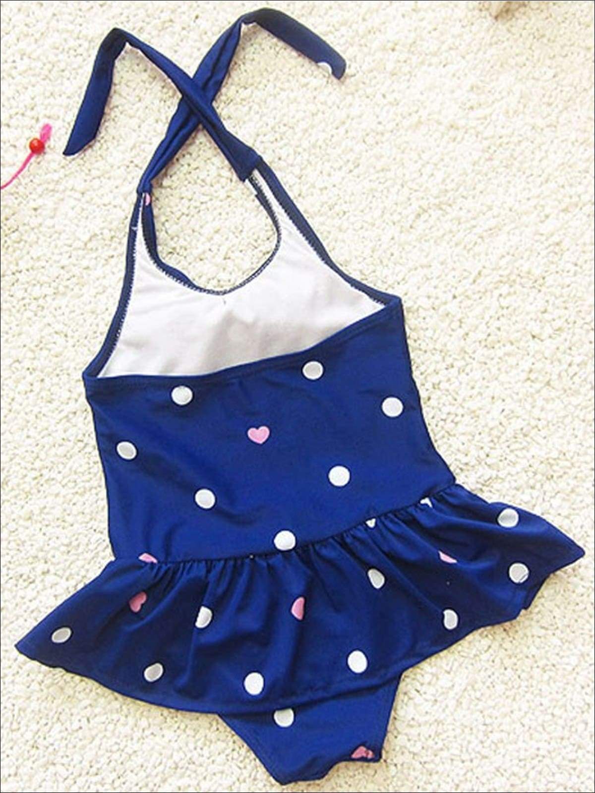 Toddler Swimsuits | Girls Skirted One Piece Swimsuit & Bow Headband