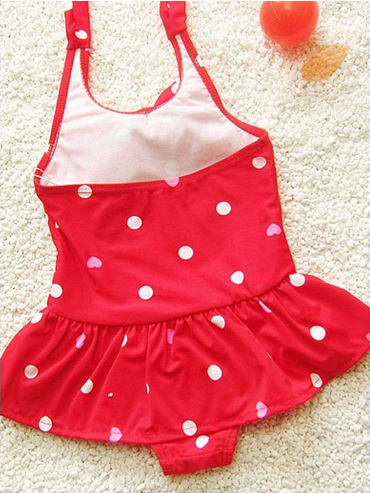 Toddler Swimsuits | Girls Skirted One Piece Swimsuit & Bow Headband